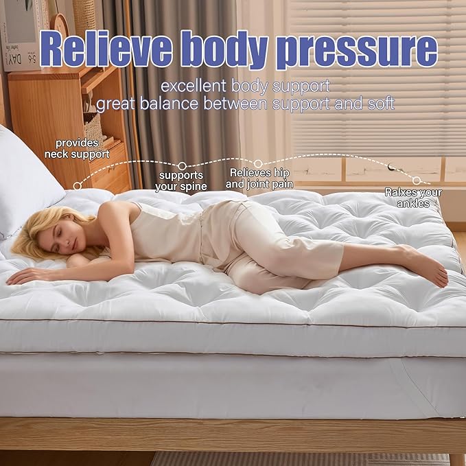 WhatsBedding 4 Inch Memory Foam Mattress Topper King for Back Pain Relief, Filled with Breathable Memory Foam, Soft Fluffy Supportive Bed Mattress Topper, 80x78x4 in