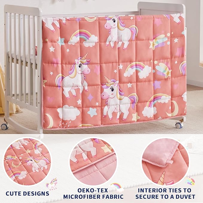 anfie Weighted Blanket Kids(40"x60" 7lbs) Weighted Blanket Cooling Blanket for Sleeping,Throw Size Breathable Blanket with Premium Glass Bead(Red Unicorn)