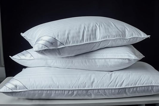 Goose Down Feather Soft Pillows One Pillow 100% Cotton Supportive Bed Pillow Stripe White Color King Size 20x36 inch