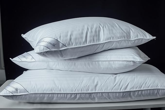 Goose Down Feather Soft Pillows One Pillow 100% Cotton Supportive Bed Pillow Stripe White Color Queen Size 20x30 inch