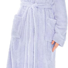 PAVILIA Women Hooded Plush Soft Robe | Fluffy Warm Fleece Sherpa Shaggy Bathrobe
