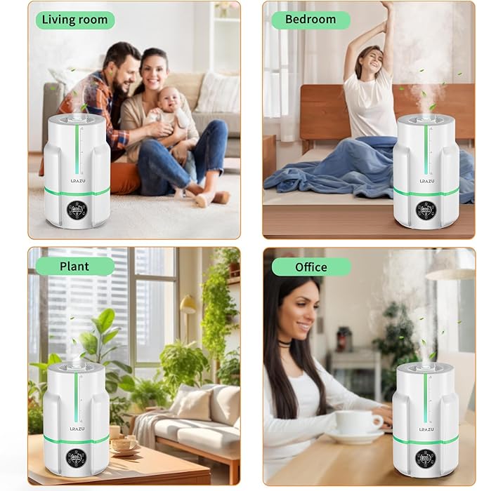 6L/1.6Gal Humidifiers for Bedroom, 60H Runtime 26 dB Quiet Supersized Cool Mist Air Humidifiers for Large Room, Baby Nursery, Plant, Indoor, Night Light, Easy to Clean, Precise Humidity Control