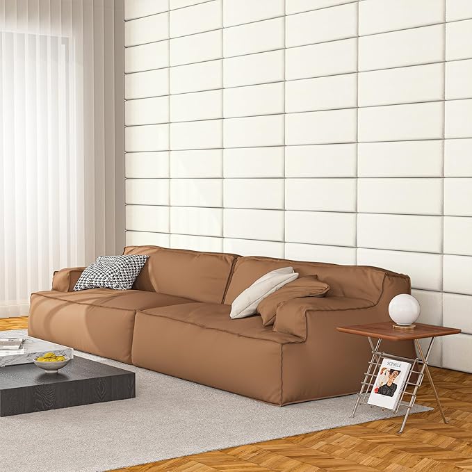 Art3d Peel and Stick Headboard for Full in Velvet Stone, Pack of 6 Panels Sized 9.84" x 23.62", Soundproof Wall Panels 3D, Upholstered Wall Panel