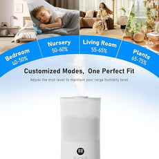 Humidifiers for Bedroom, 1.1Gal Top Fill Humidifier for Large Room, 250ml/h Cool Mist Output Humidificador, 24dB Quiet Air Humificador with Remote, Easy to Fill & Clean, fit Indoor Plants (White)