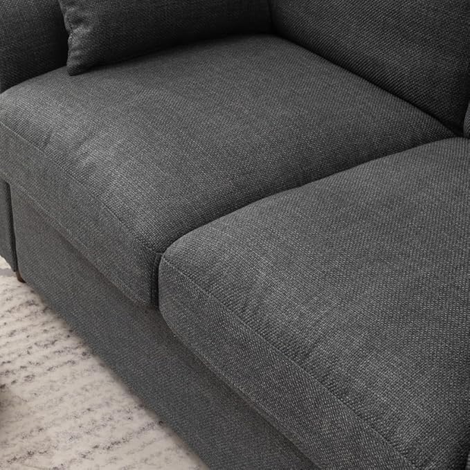 Panana Modern 2 and 3 Seats Loveseat Sofa Couch with Storage, Small Love Seat Couches for Living Room, Bedroom, Apartment, Office (Dark Gray Linen Fabric, 3 Seater)