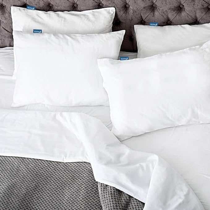 Queen Pillow Protectors with Zipper 4 Pack Queen Size 20 x 30 inch Waterproof Pillow Case Protector Down Feather Proof Pillow Covers Encasement Pillow Case White