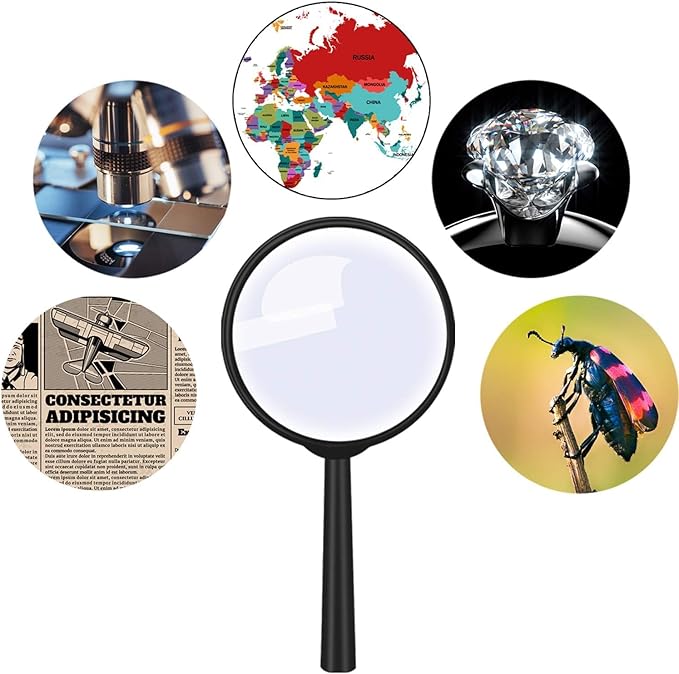 Elcoho 24 Pack Handheld Magnifier Plastic Magnifying Glass for Reading Jewelry Home Office Desk Accessories with Storage Bag