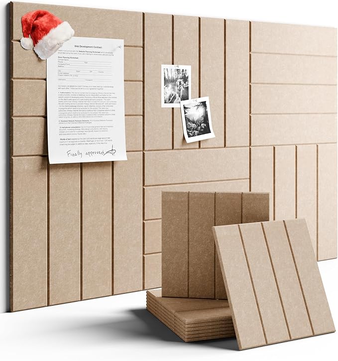 Large Felt Bulletin Board 36"x24" Cork Board Alternative - 6 Pack with 40 Safe Removable Adhesive Tabs, Cork Boards for Walls Felt Board for Home Office Classroom Pin Board-Taupe