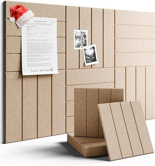 Large Felt Bulletin Board 36"x24" Cork Board Alternative - 6 Pack with 40 Safe Removable Adhesive Tabs, Cork Boards for Walls Felt Board for Home Office Classroom Pin Board-Taupe