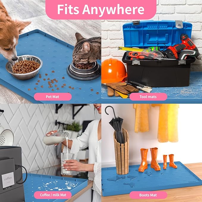 Sdpeia Under Sink Mat 31"×22" Waterproof Silicone Cabinet Liner & Sink Protector for Kitchen & Bathroom, Multi-Purpose Organizers Tray for Pets, Laundry, Cat Litter Mat