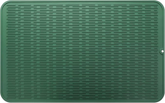 Silicone Dish Drying Mat for Multiple Usage,Easy clean,Eco-friendly,Heat-resistant Silicone Mat for Kitchen Counter or Sink,Refrigerator or Drawer Liner Green 3XL 28 inches x 18 inches