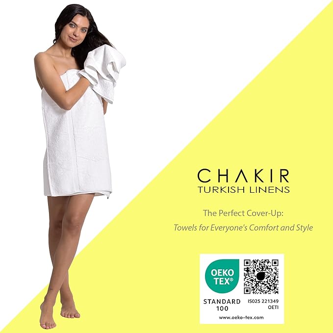 Chakir Turkish Linens | Hotel & Spa Quality 100% Cotton Premium Turkish Towels | Soft & Absorbent (3-Piece Towel Sets, White)