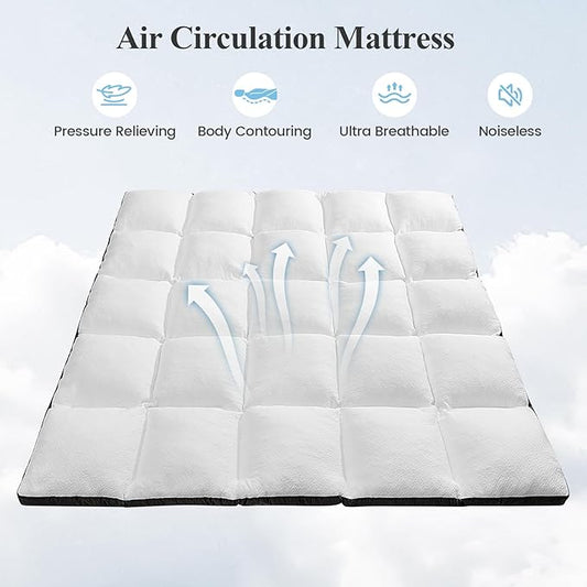 Memory Foam Mattress Topper Twin - Pillow Top Mattress Topper Twin Size, Extra Thick Soft Bed Topper for Dorm & Back Pain Relief, White, Oeko-TEX Certified - 2000GSM