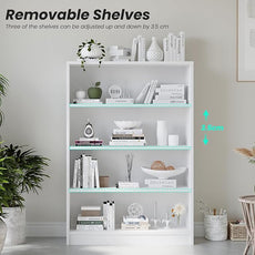 Farini 4 Shelf boockase Display Bookcase Freestanding Wooden Bookshelves for Home Office Living Room,48 Inch Height,White