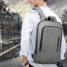 hk Backpack for Men Business Slim Backpack with USB Charger Computer Lightweight Anti-theft Travel Backpacks 15.6 inch Water Resistant Laptop Bag for Work Office College-Grey