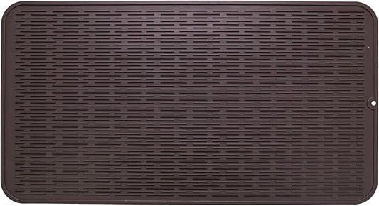 Silicone Dish Drying Mat for Multiple Usage,Easy clean,Eco-friendly,Heat-resistant Silicone Mat for Kitchen Counter or Sink,Refrigerator or Drawer Liner Coffee 4XL 32 inches x 18 inches