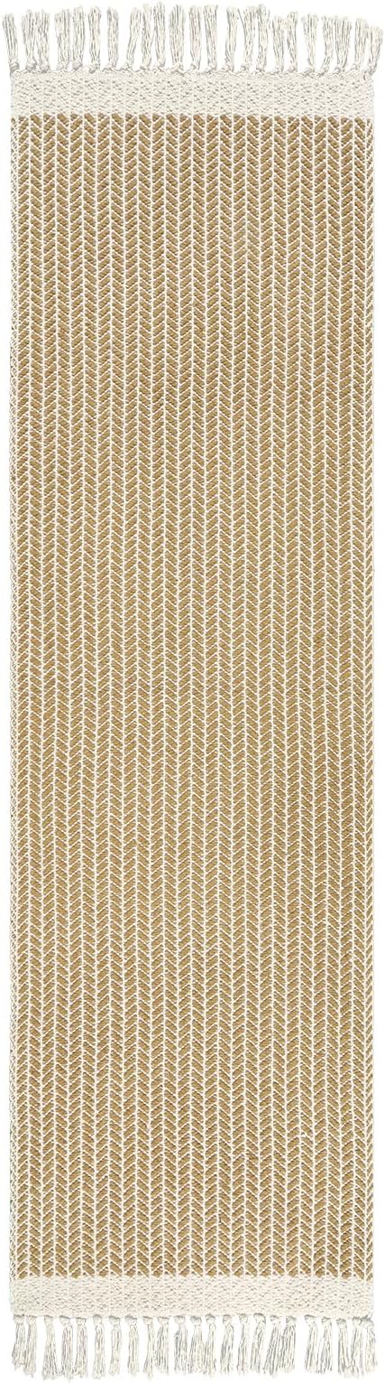 Lahome Boho Laundry Room Rug, 2x7 Runners for Hallways Lightweight Entry Woven Cotton Runner Rug with Tassels, Farmhouse Non Shedding Washable Rugs Low Pile Runner for Kitchen Bathroom, Khaki