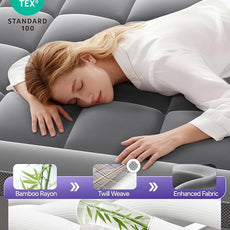 Dual Layer Memory Foam Twin XL Mattress Topper - 2 Inch Gel Egg Crate Foam and 2 Inch Cooling Pillow Top Cover Rayon, Twin XL Extra Long College Dorm Room Essentials (Grey)