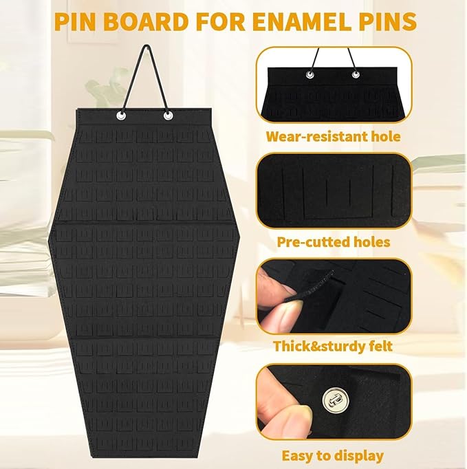 Pin Display Board - Felt Wall Mount Organizer Pre-Cut Holes | Enamel Pin Collection Display Holder,for Badge Button Home Office Living Room Apartment Shop Dorm Christmas Birthday