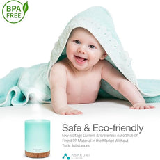 ASAKUKI 300ML Essential Oil Diffuser, Quiet 5-in-1 Premium Humidifier, Home Fragrance Aroma Diffuser with 7 LED Color Changing Light and Auto-Off Switch -Light Brown