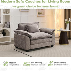 Modular Sectional Sofa, Comfy Cloud Couch Sectional Sofa, Chenille Sofa Sleeper Deep Seat Sofa with Throw Pillows for Living Room (Light Gray, 53