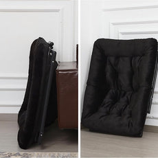 Comfy Saucer Chair for Adults, Soft Faux Fur Bedroom Chair with Ottoman, Accent Dorm Chairs, Living Room Reading Chairs and Footstool, Folding Lounge Seat for Teens, X-Large, Black