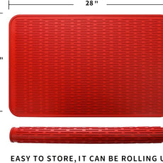 Silicone Dish Drying Mat for Multiple Usage,Easy clean,Eco-friendly,Heat-resistant Silicone Mat for Kitchen Counter or Sink,Refrigerator or Drawer Liner Red 3XL 28 inches x 18 inches