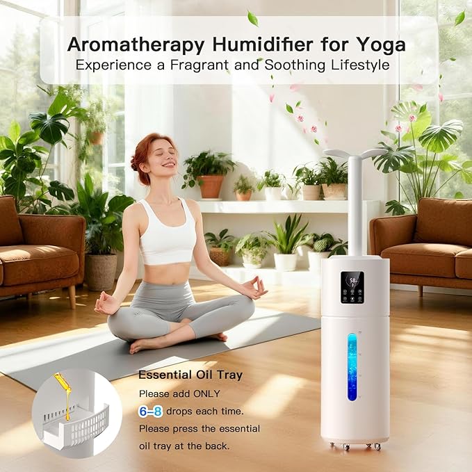 Smart Humidifiers for Large Room Bedroom Home 1800 sq.ft, 17L/4.5Gal Large Humidifier with Extension Tube & 3 Mist Modes, Top Fill Whole House Cool Mist Humidifiers for Plant Commercial Office