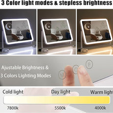HIEEY Vanity Mirror with Lights, Lighted Makeup Mirror, Three Color Lighting Modes, and 5X Magnification Mirror, Smart Touch Control, 360°Rotation (17.4