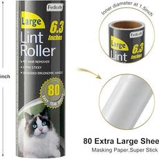 Fedicelly Large Lint Rollers Pet Hair Extra Sticky Refills,Mega Value Set 6.3 inches Wider with 320 Sheets for Cat and Dog Hair Removal,80 Sheets Per Roller