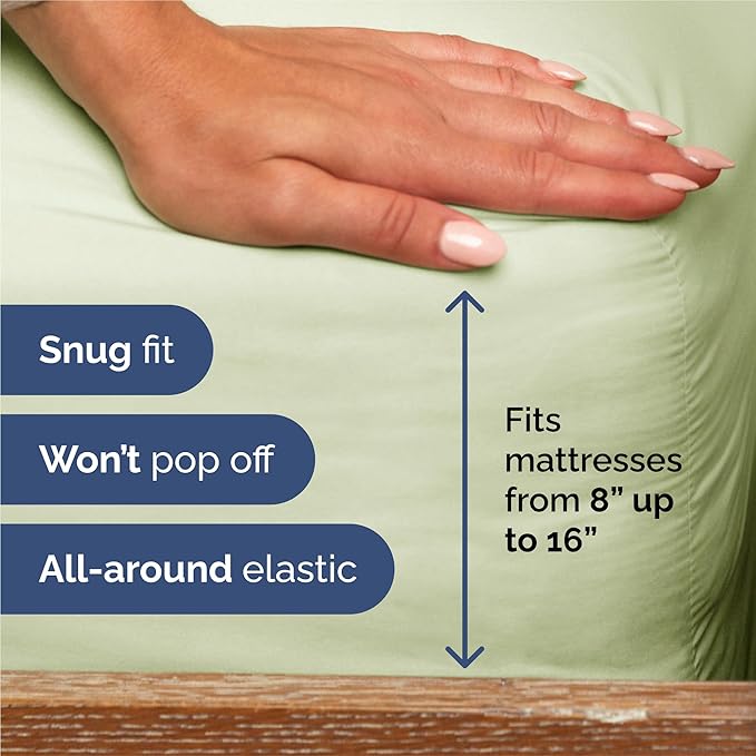 Split King 7 Piece Sheet Set - Cooling & Breathable Bed Sheets - Hotel Luxury Bed Sheets for Women, Men, Kids & Teens - Deep Pockets - Easy Fit - Soft and Wrinkle Free - Split King Light Sage Sheets