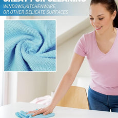 Microfiber Cleaning Cloth-24Pcs (13x13 inch) Ultra Soft Highly Absorbent Rags for Housekeeping-Machine Wash (Blue)