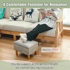 lumizone Small Ottoman with Storage Footstool Compact Foot Rest Stool for Living Room Under-Desk Entryway or Bedroom 10.63