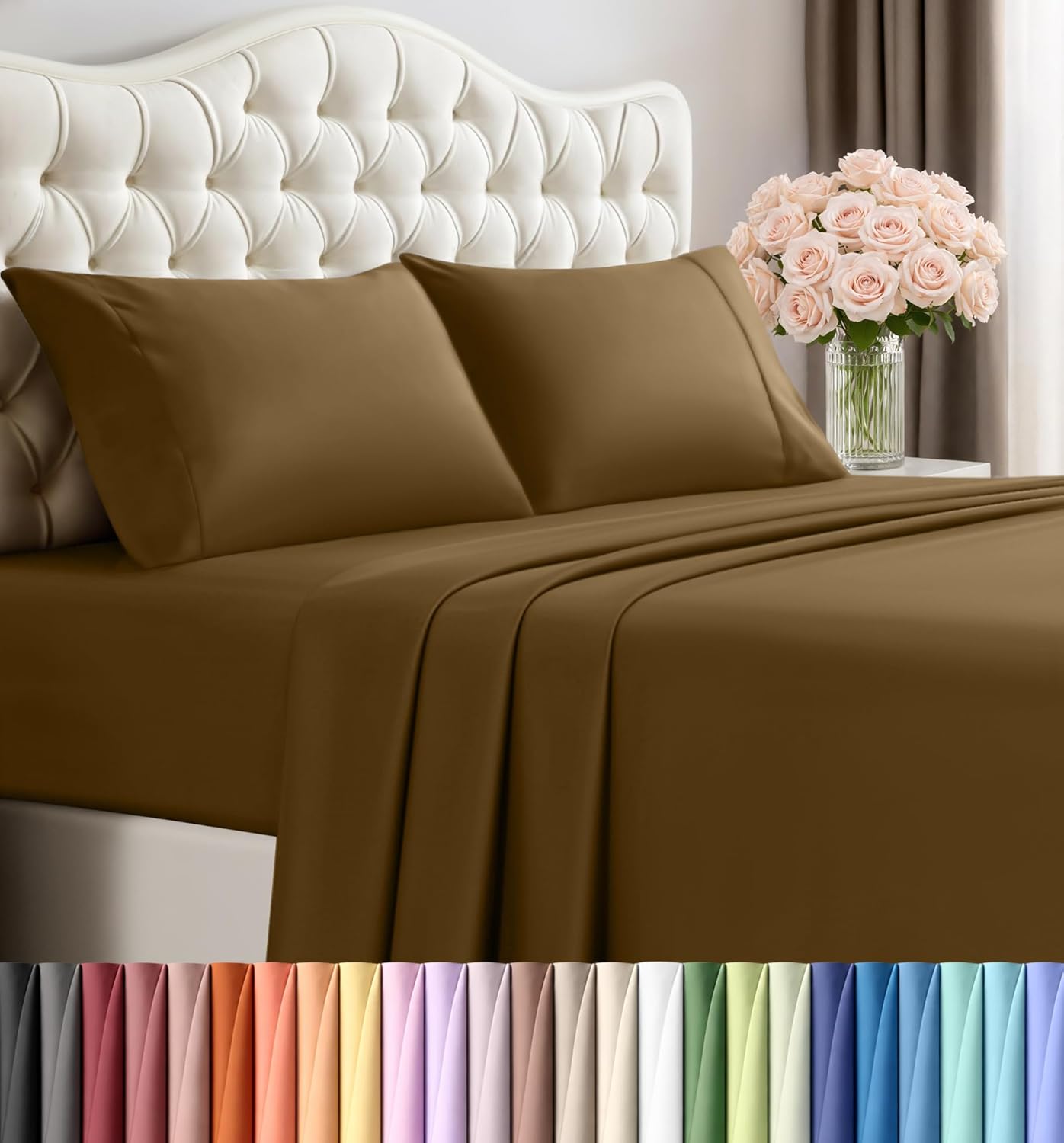Utopia Bedding Queen Size Sheet Set – 4 Piece Bed Sheets, Soft and Breathable Microfiber, Includes 1 Fitted Sheet, 1 Flat Sheet and 2 Pillowcases – Oeko Tex (Grey) Dormly