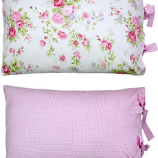 FADFAY Rose Floral Duvet Cover Set Pink Grid Cotton Girls Bedding with Hidden Zipper Closure 3 Pieces, 1duvet Cover & 2pillowcases,Twin XL Size