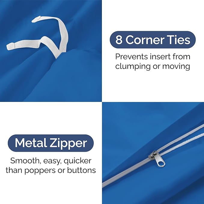Duvet Cover Cal King Size Set - Extra Soft Cal King Size Duvet Cover 104 x 98 with 2 Pillow Shams - Hotel Luxury Easy Care and Fade Free w/Zipper Closures & Ties - Breathable Bedding Set (Royal Blue)