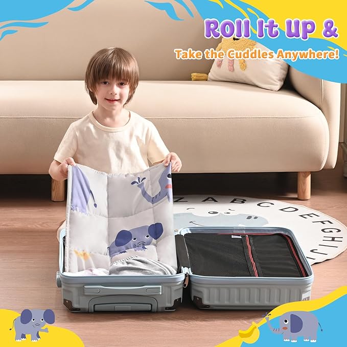 anfie Weighted Lap Pad 2 Pounds, Weighted Blanket Kids(20"*30") Cooling Blanket for Sleeping,Weighted Throw Blanket for Travel Indoor Outdoor (Grey Elephant)