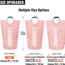 Caroeas 90L Laundry Basket (13 Colors), Waterproof Laundry Hamper, Laundry Bag with Padded Handles, Clothes Hamper Stands Up Well, Collapsible Laundry Basket Easy Storage