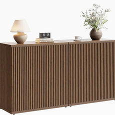 Fluted Buffet Cabinet Sideboard with Storage,Wooden Credenza with 2 Doors&Adjustable Shelve, Modern Accent Cabinets Coffee Bar Bookcase for Living Room,Kitchen Dining Room Entryway 15