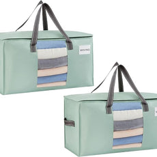 VENO 2 Pack Moving Bags, Christmas Storage Bins, Moving Boxes Alternative, Comforter and Blanket Storage Bags, College Dorm Packing Supplies, Foldable Heavy-Duty Tote (Light Green Matte, 2 Pack)