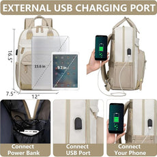 laptop backpack for Women - 15.6 inch Work Bags Travel Backpack with USB Charger College Bookbag Waterproof Business Computer Backpack Anti-theft Casual Backpacks for Nurse Teacher khaki