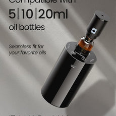 Waterless Essential Oil Diffuser, Portable Aromatherapy Diffuser with 20mL Capacity, Battery Operated Mini Scent Diffuser,3 Mist Levels & Timers, Leak-Free, for Home, Car, Office (Black)