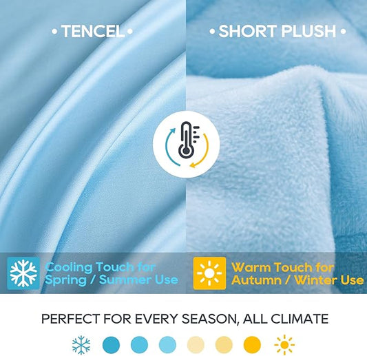 OMYSTYLE King Weighted Blanket, 30LBS - Dual-Sided Cooling Tencel & Warm Soft Plush, All Season Use, 88''x104'' - Includes Carry Bag, Lake Blue