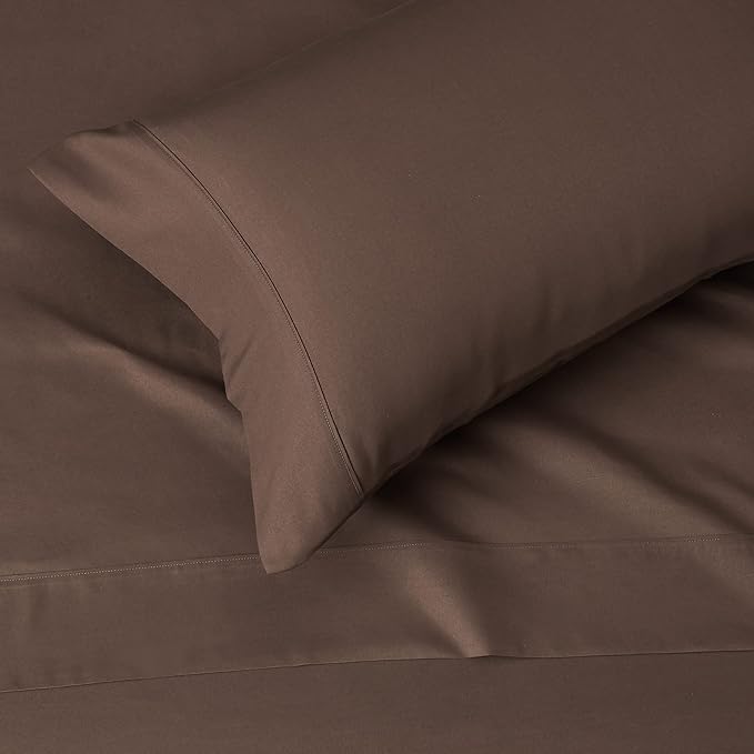 Amazon Basics Lightweight Super Soft Easy Care Microfiber 3-Piece Bed Sheet Set with 14-Inch Deep Pockets, Twin XL, Solid, Chocolate AmazonBasics