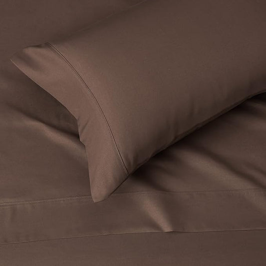 Amazon Basics Lightweight Super Soft Easy Care Microfiber 3-Piece Bed Sheet Set with 14-Inch Deep Pockets, Twin XL, Solid, Chocolate AmazonBasics