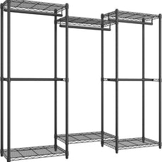 SONGMICS Heavy-Duty Clothes Rack, Garment Rack, Portable Closet, 68.7-Inch Wide Clothing Rack with Adjustable Mesh Shelves and Hanging Rails, Ink Black ULGR433B01