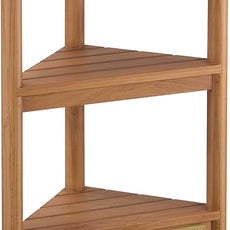Fully Assembled Teak Corner Bath Shower Storage Stand, Corner Shelves, Shower Caddy 26.5