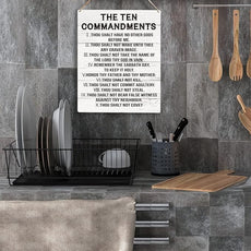 YCYD Inspirational Ten Commandments Wall Art,10 Commandments Wall Decor Poster, Christian Bible Verse Wall Art Religious Home Decor Rustic Wooden Hanging Sign for Living Room Bedroom Office 10x8 IN