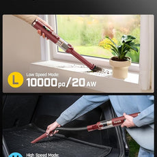 Fanttik Slim V10 APEX Cordless Car Vacuum, 4-in-1 Portable Mini Handheld Vac, 19kPa Suction Power, Upgraded Smart Digital Display, 2 Suction Modes for Small Jobs, Car, Office Desk, Keyboards (Red)