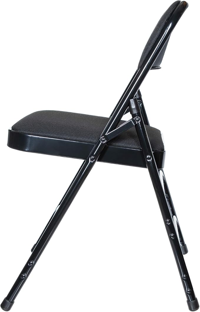 OEF Furnishings OEF2300 Series Heavy-Duty Premium Fabric Padded Upholstery Double-Hinged Triple-Braced Folding Chairs (4-Pack, Classic Black)